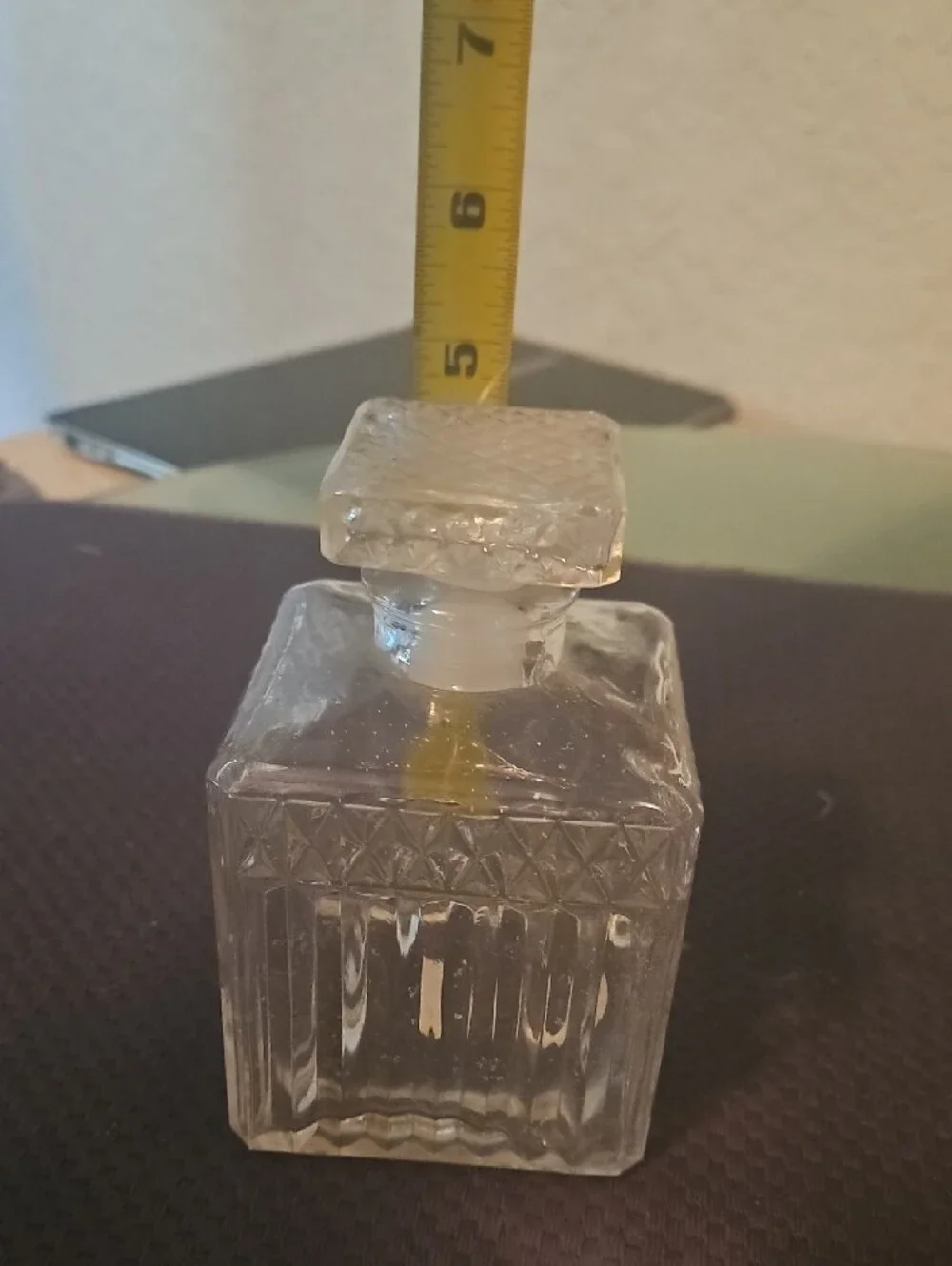 Clear Glass Square Decorative  Whisky Bottle - Unbranded